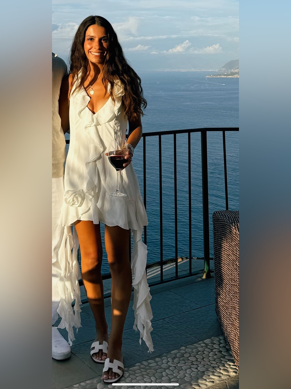 Show Me Your MuMu White High-Low Ruffle V-Neck Dress
